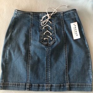 Pacsun denim mini skirt with lace